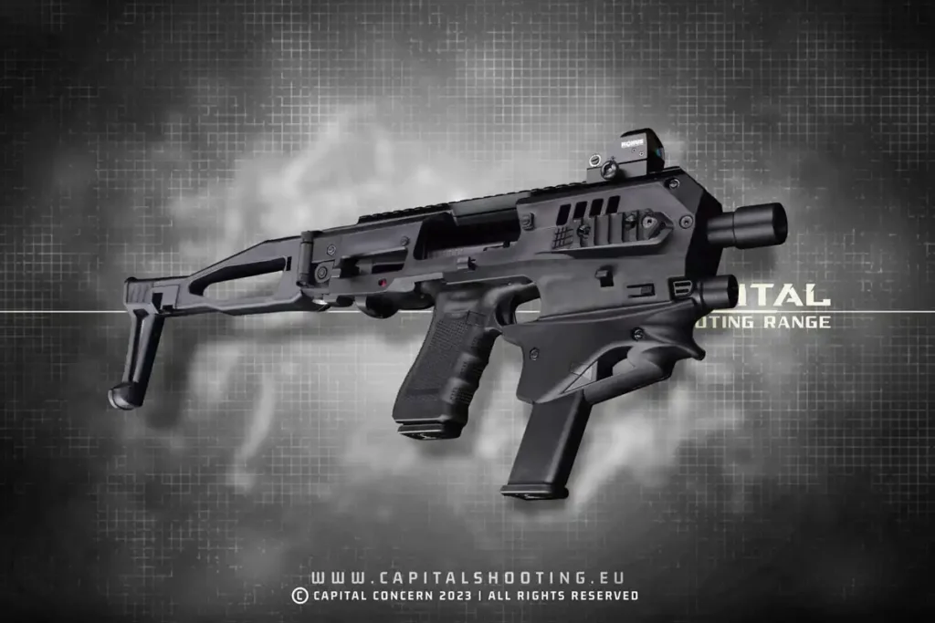 Glock 17 con Kit de Conversión CAA MCK Tiro Budapest Subfusil